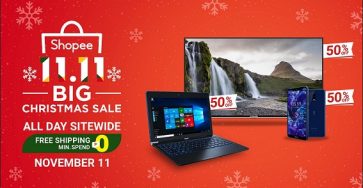 Shopee Offers All Day Sitewide Free Shipping with  ₱0 Minimum Spend for Shopee 11.11 Big Christmas Sale