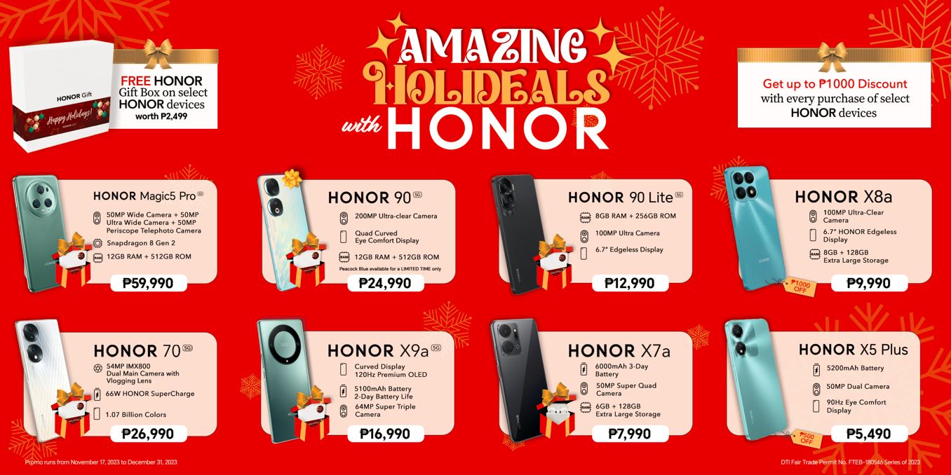 Snag a FREE Gift Box worth Php 2,499 with HONOR Amazing Holideals Promo