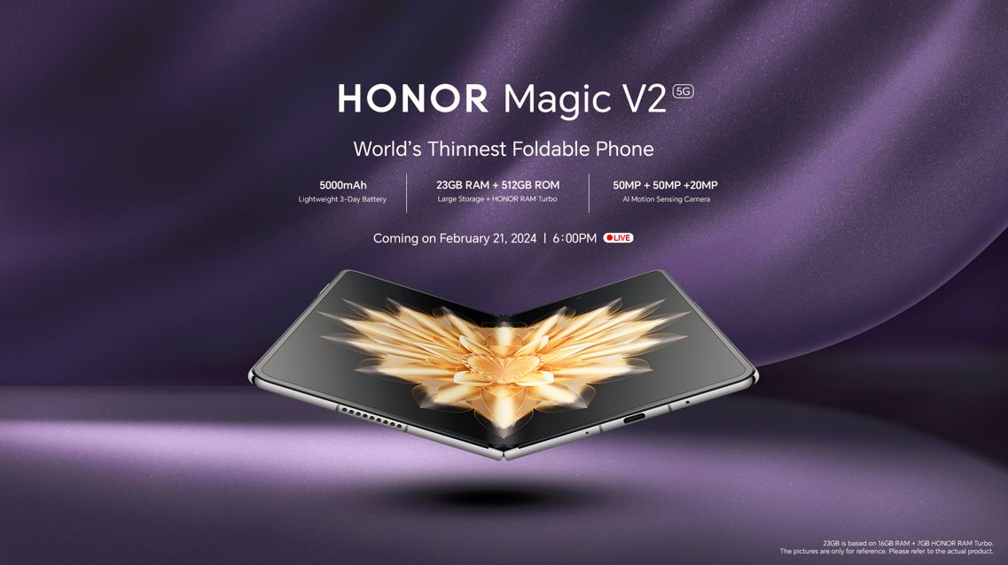 The World’s Thinnest Foldable Phone HONOR Magic V2 arrives in PH, unfolding on February 21!