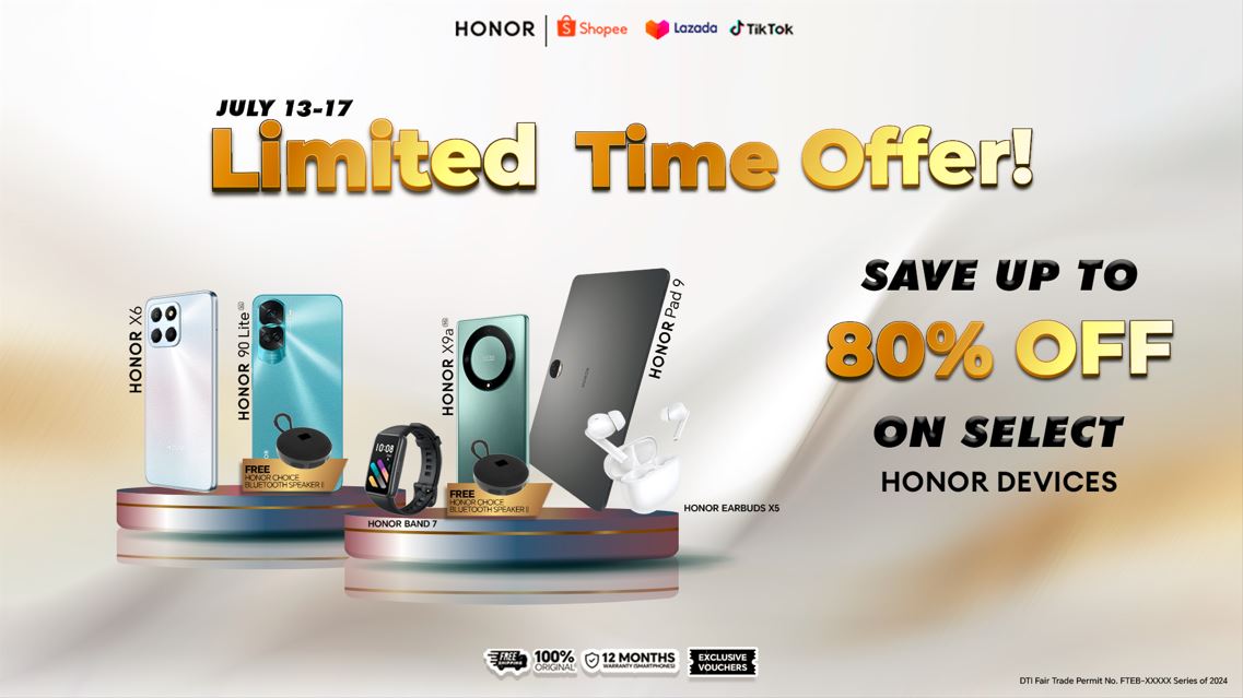HONOR PayDay Sale: Get up to 80% off and 0% Installment Interest via Shopee and Lazada