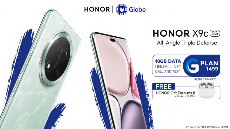 LOOK: You Can Now Get HONOR X9c 5G via Globe Postpaid Plans with FREE HONOR Gift Earbuds II