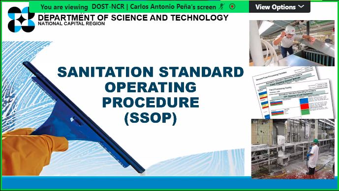 DOST – NCR FoodBitz Webinar on Sanitation Standard Operating Procedures (SSOP)
