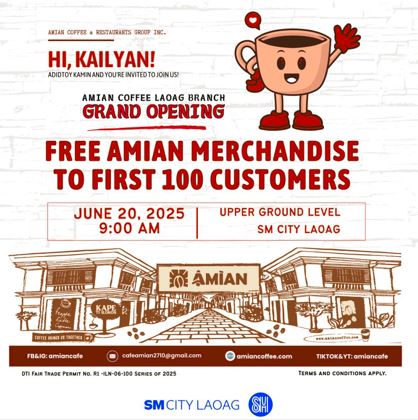SM City Laoag: Grand Opening of Amian Coffee Laoag will Bring Us Together on June 20, 2025