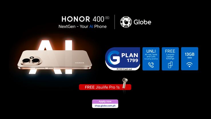 Your AI Phone HONOR 400 5G Now Available via Globe Postpaid Plans