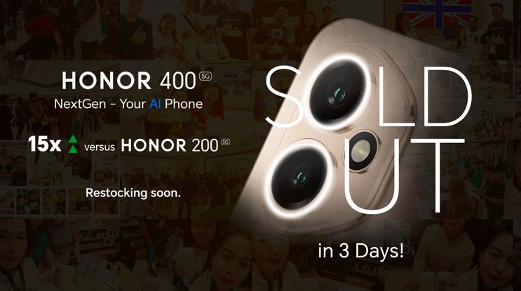 HONOR 400 5G Sold Out in 3 Days, 15x Higher Sales versus HONOR 200 5G