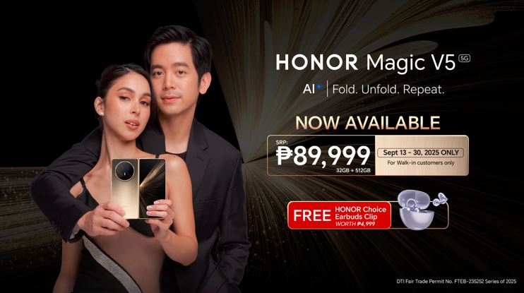 HONOR Magic V5 Now Available Nationwide with FREE HONOR Choice Earbuds Clip!