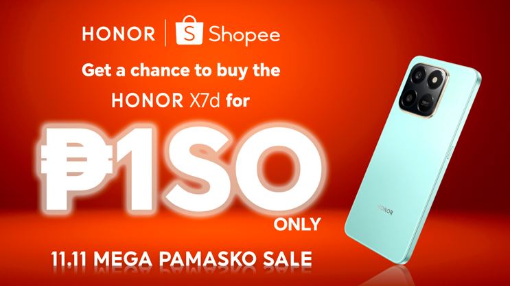 Piso Sale Alert: Get Water-Resistant AI Phone HONOR X7d For Just One Peso this 11.11 Sale!